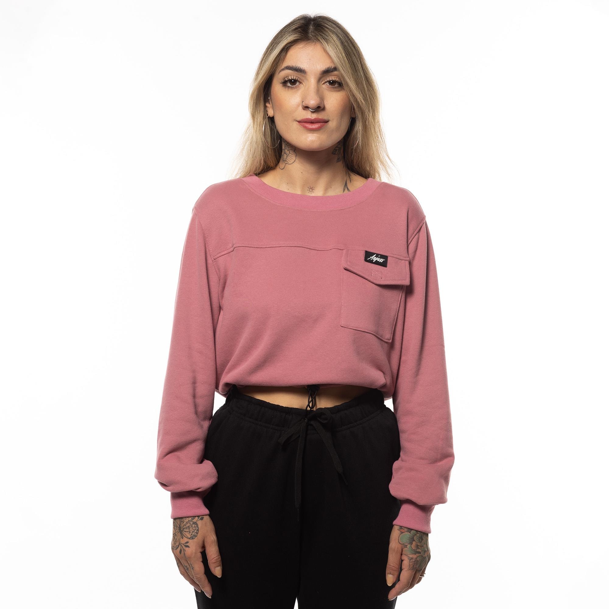 Moletom Feminino Cropped Flap